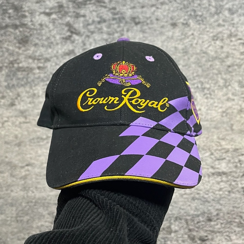 Vintage Crown Royal Championship Racing Hat Black Purple Embroidered Adjustable‎